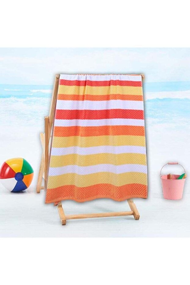 Jacquard Beach Towel (86 x 162 cm) 390 Gsm Orange Cotton