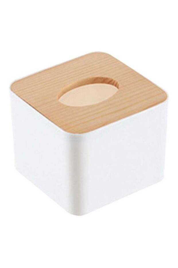 Paper Tissue Holder White/Brown 11x8.5x11cm