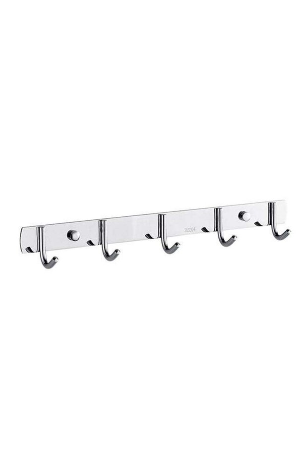 Towel Hanger Rack With 5 Hooks Silver 37 x 6 x 3.6cm