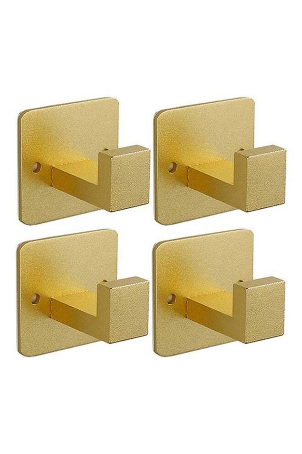 4-Piece 304 Stainless Steel Robe and Coat, Towel Hooks for Bathroom Gold 5.5 x 5.5 x 4.5cm
