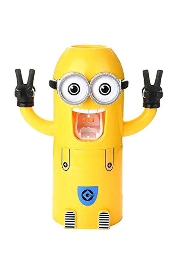 Toothpaste Dispenser With Toothbrush Holder Yellow
