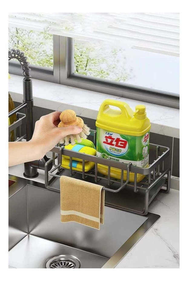 Kitchen Sink Drainer Storage Rack Soap Dishcloth Brush Holder Organizer for Kitchen Sink Sanitary D