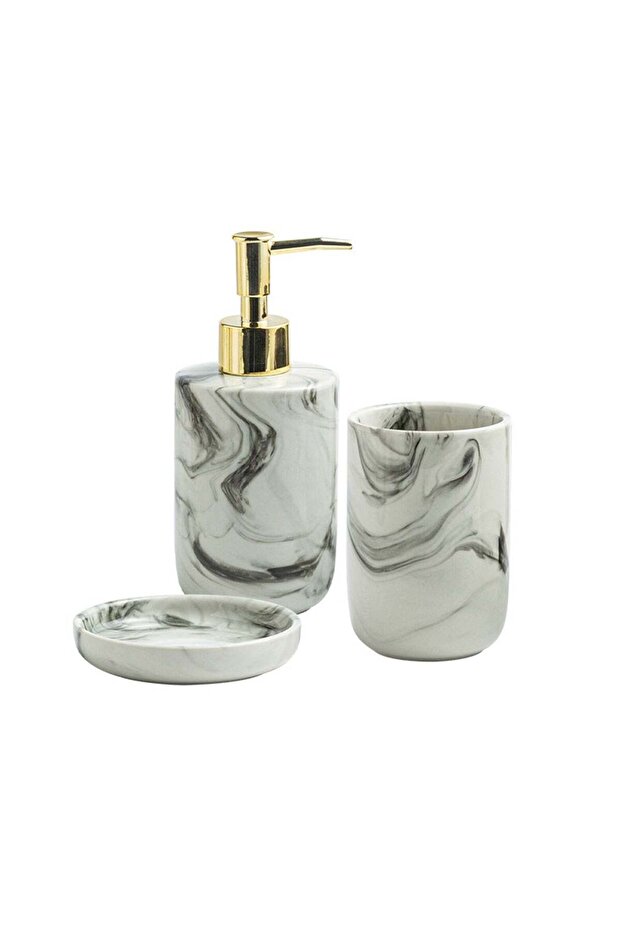 3pcs Bathroom Accessories Set,Ceramic Bathroom Soap Dispenser,Soap Dish and Toothbrush Cups for Mod
