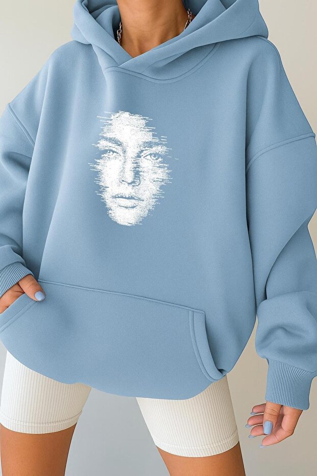 3-Ply Combed Cotton Silhouette Printed Unisex Hooded Sweatshirt