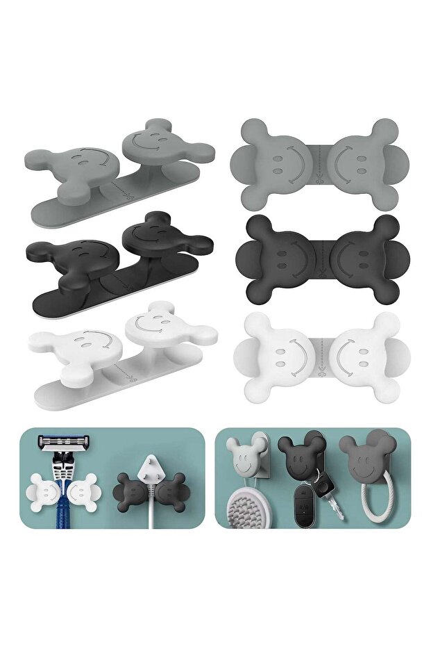 KASTWAVE Smiley Face Silicone Razor Holder, Soft and Cutable Self Adhesive Hooks, Waterproof Plug C - 1