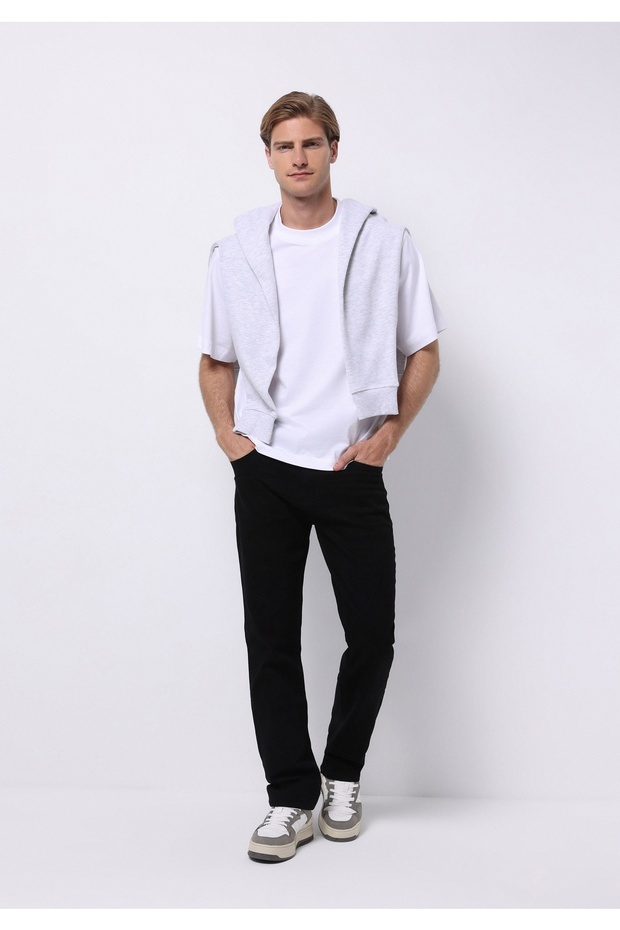 Regular Fit Orta Bel Düz Paça Erkek Siyah Jean Pantolon - 1