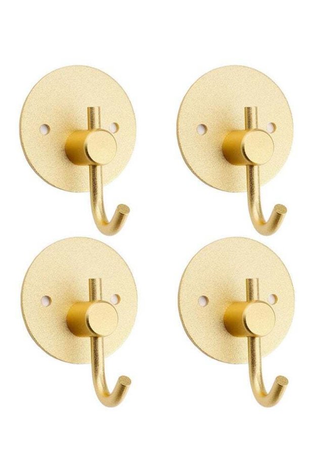 4-Piece Round Towel Hooks Gold 5x5x2.6cm