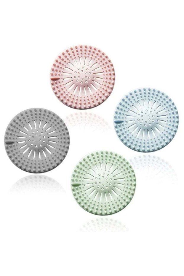 Pack of 4 Silicone Drain Filters Hair Stoppers for Bath and Sink