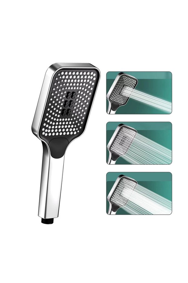 Hand Shower Head, Universal High Pressure Bathroom Square Shower Head, Bath Powerful 3 Spray Modes