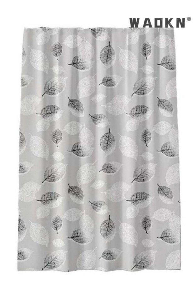 Black & White Leaf Shower Curtain, Sanitary Partition Blind, Waterproof & Mildew Resistant Modern S