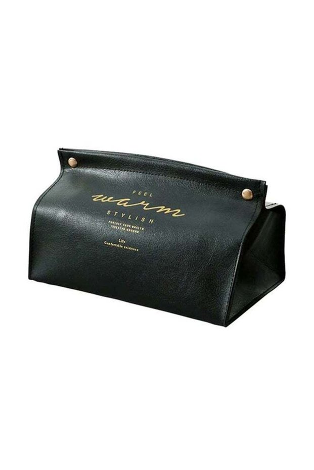 Leather Tissue Storage Box Black 20x12x11cm