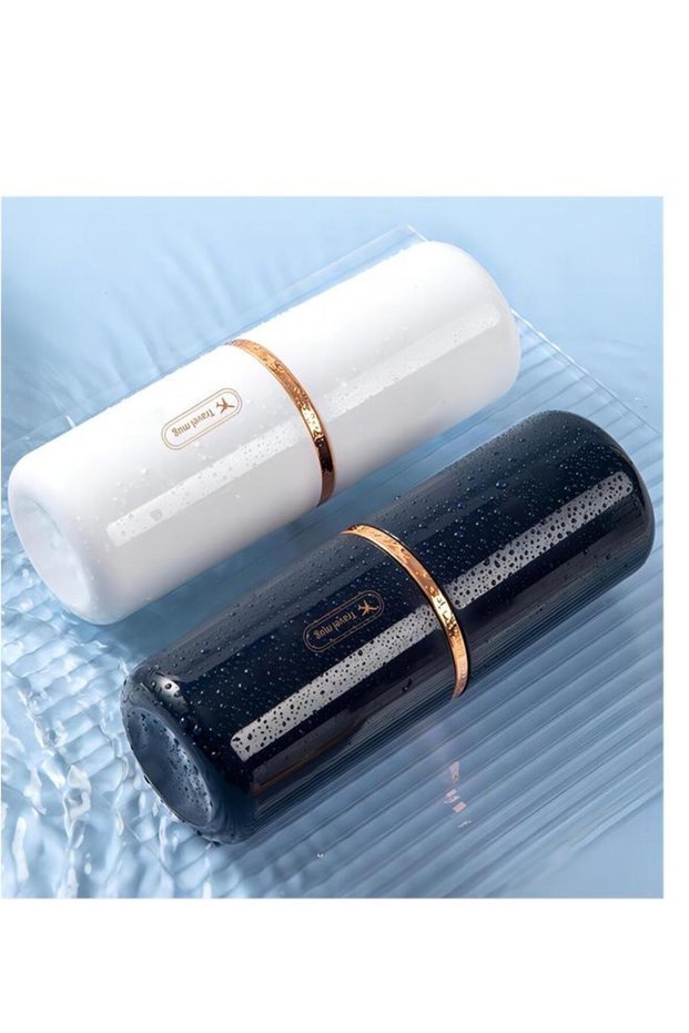2Pcs Portable Travel Toothbrush Case Blue/White
