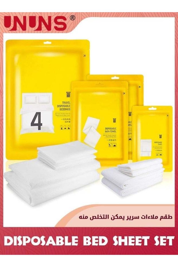 8 PCS Disposable Bed Sheets Travel For Hotel,Disposable Bedding Soft Breathable Cover,Bed Sheet,Pil