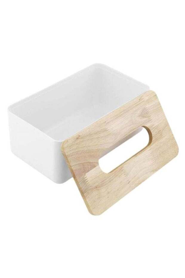Removable Tissue Holder Box White/Beige 10 x 13centimeter