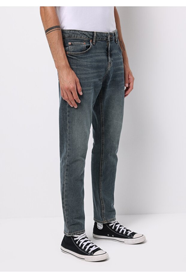 Regular Fit Erkek Açik İndigo Jean Pantolon - 4