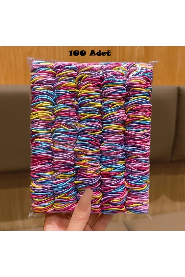 100-Piece Durable Daily Use Elastic Hair Rubber Band Braided Hair Clip Elastic Colorful Rubber Band Set