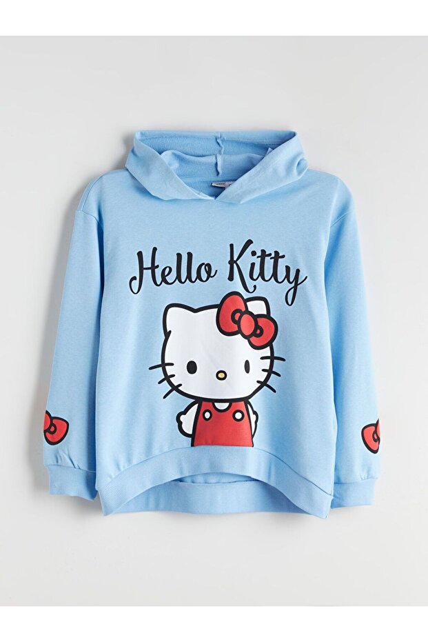 LCW Kids Kapüşonlu Hello Kitty Baskılı Kız Çocuk Sweatshirt - 1
