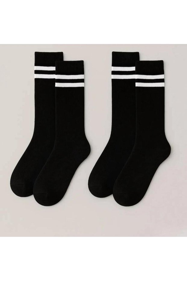 By 6 Pairs of Seamless Striped Knee-High Socks for Girls,