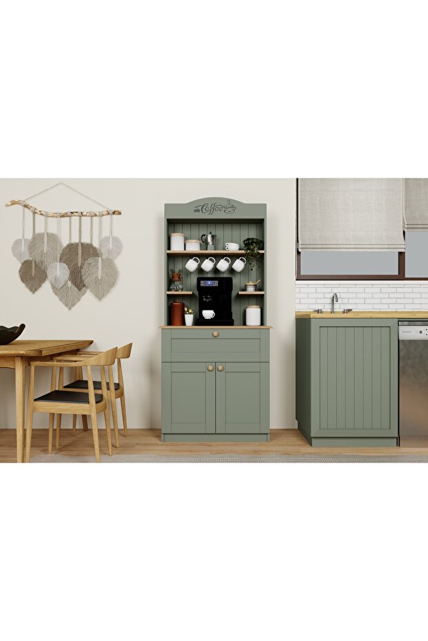 LUCAS 2 KAPAKLI KAHVE KÖŞESİ, AÇIK CEVİZ YEŞİL - 1