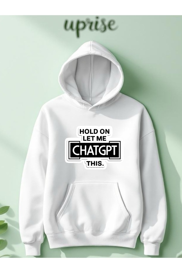 سويت شيرت قطني كبير الحجم مطبوع عليه "Hold On" بثلاث خيوط