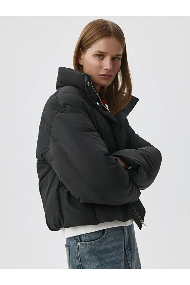 kadın siyah şişme mont - 2