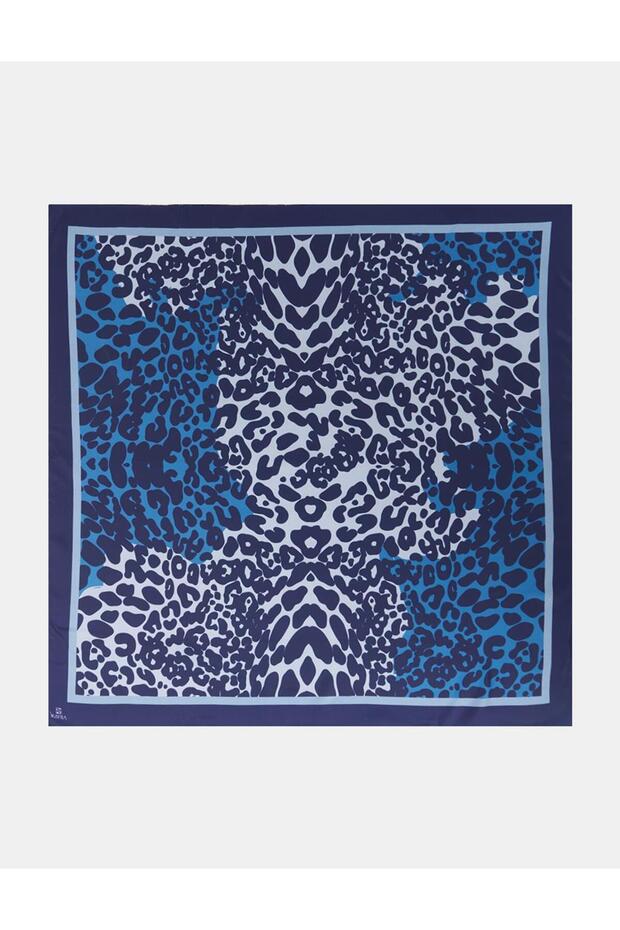 Leopard Pattern Scarf Navy Blue - 1