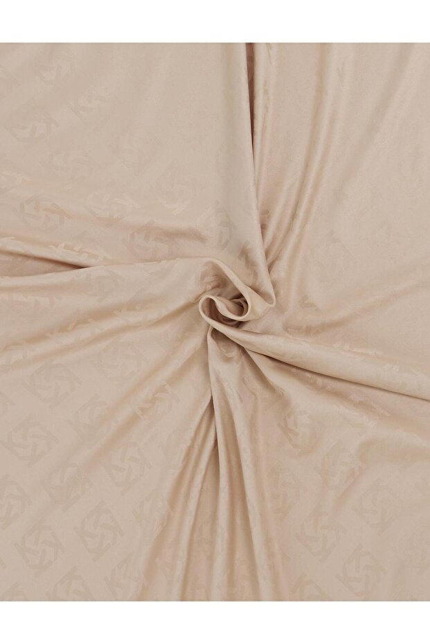 Logolu İpek Eşarp Bej - 2