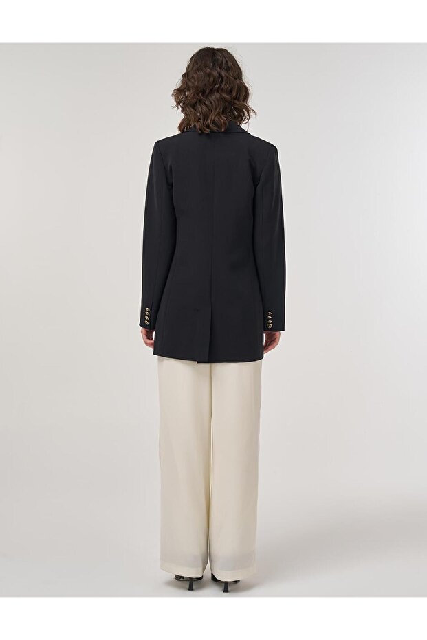 Double Button Blazer Jacket Black - 5