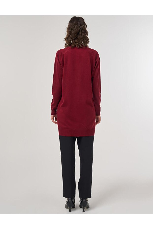 Taş İşlemeli Triko Tunik Bordo - 5