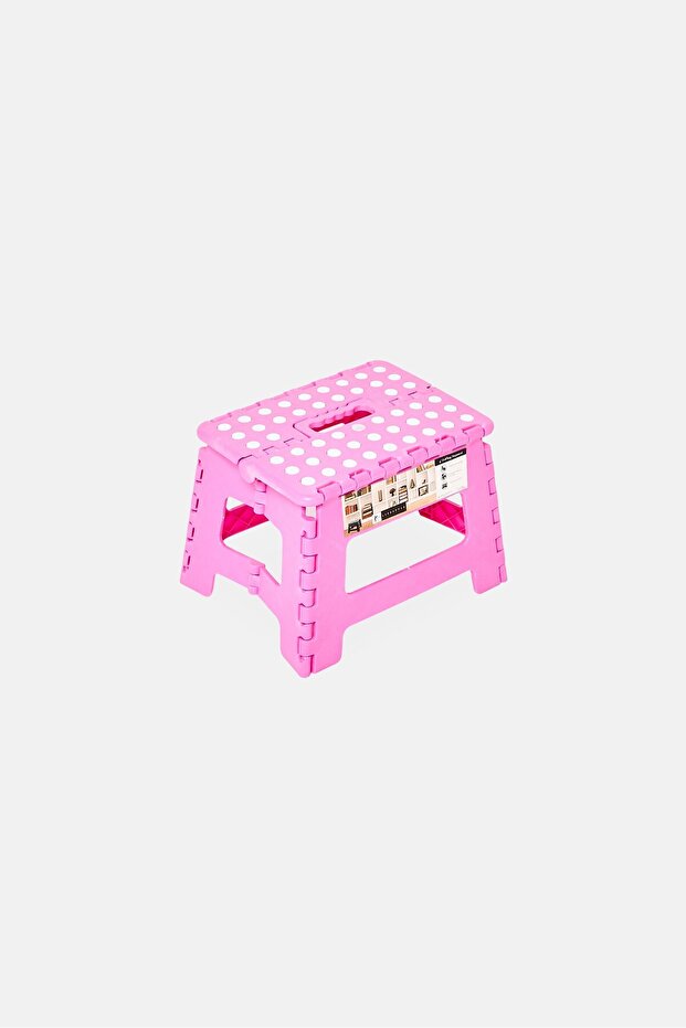 Plastic Folding Stepstool, Pink - 1