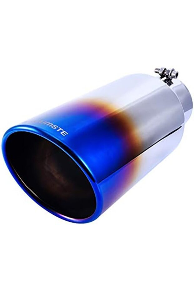 ACUMSTE Tail Pipes, Exhaust Pipes Tips Stainless Steel Angel Cut Rolled End Blue Burnt Muffler Tip 4