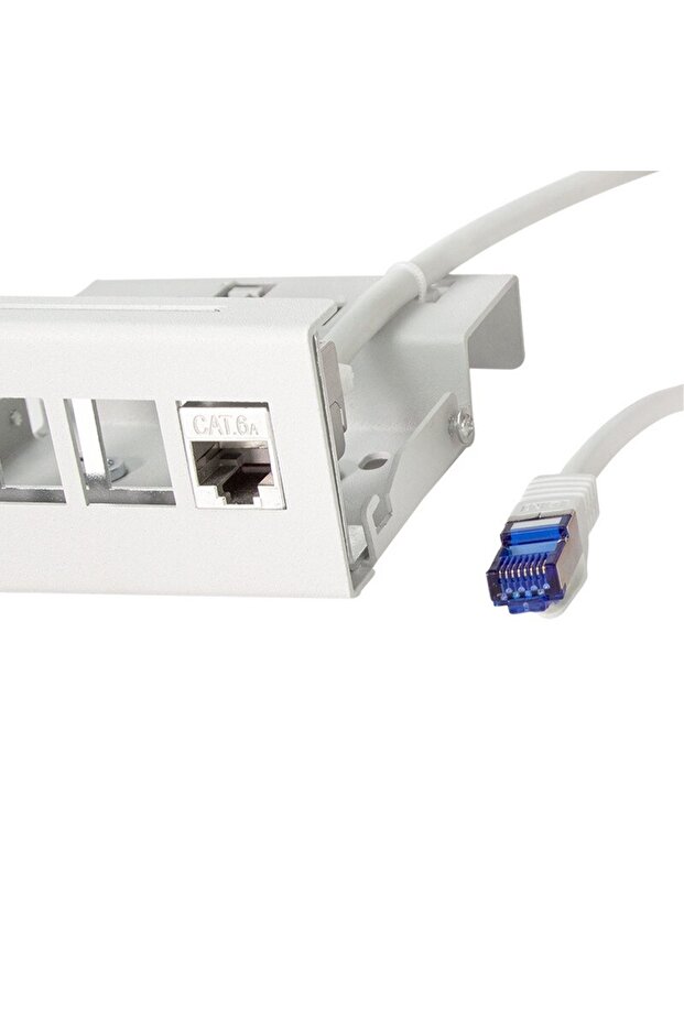 Patch cord S/FTP Cat6a, extension, LSZH, copper, 15 m, gray, AWG26, double shielded - 3