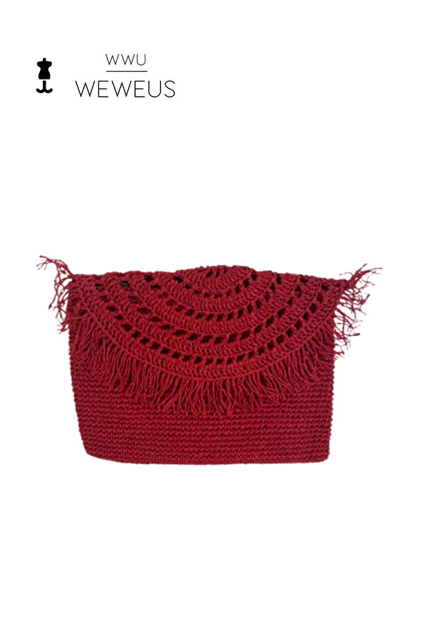 Women's Red Color Handmade Straw Bag