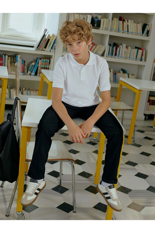 Polo Neck Short Sleeve Basic Boys' T-Shirt