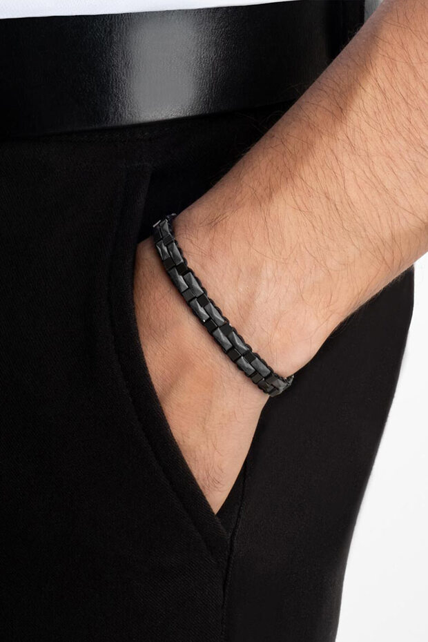 Hematit Taşlı Çelik Erkek Bileklik - 2