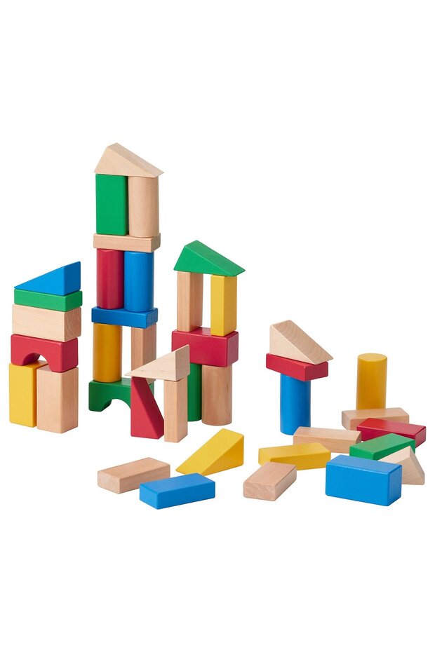 Set de construcție din lemn, 40 de piese, multicolor - 1