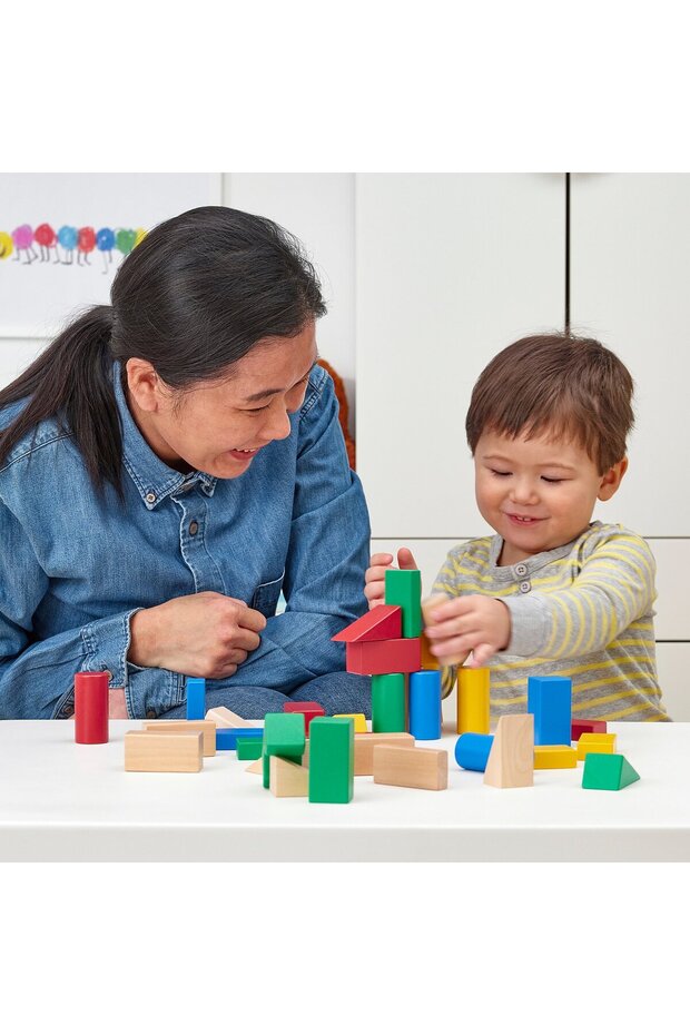 Set de construcție din lemn, 40 de piese, multicolor - 3