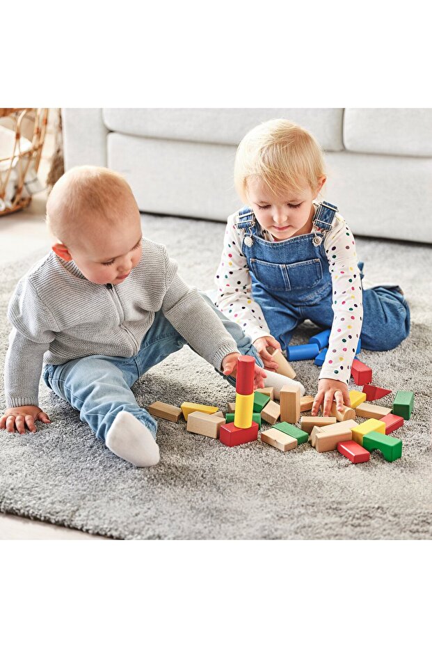 Set de construcție din lemn, 40 de piese, multicolor - 2