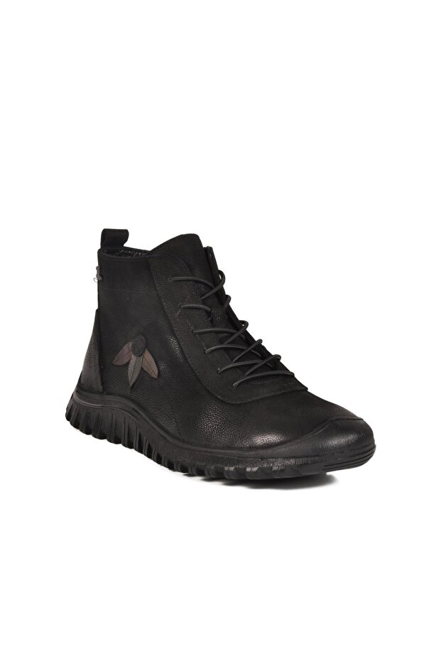 2413554K Z Black-Mink Nubuck Genuine Leather Women's Boots