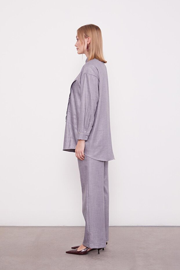 Anthracite Embroidered Rose Detailed Tunic Set - 3