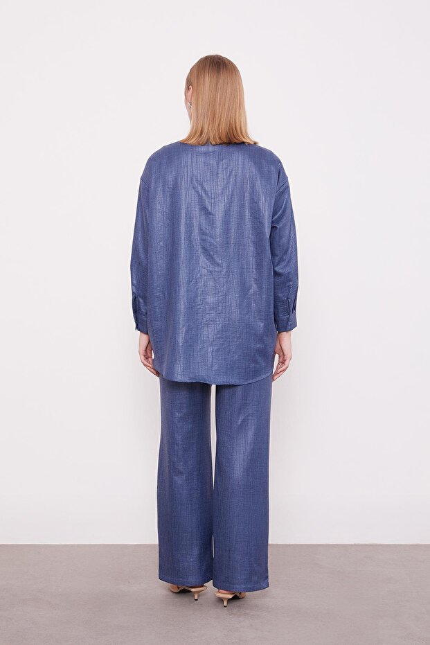 Indigo Embroidery Rose Detailed Tunic Set - 7