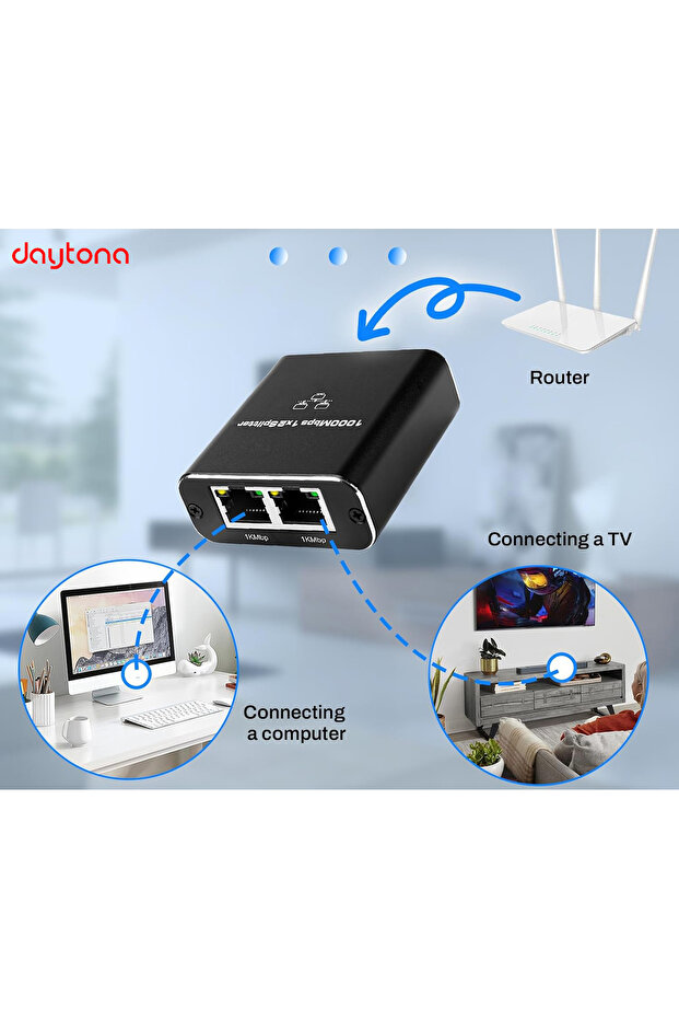 ZR861 RJ45 Network Splitter Adaptör/1000Mbps Ethernet/USB-C Güç Kablosu ile - 3