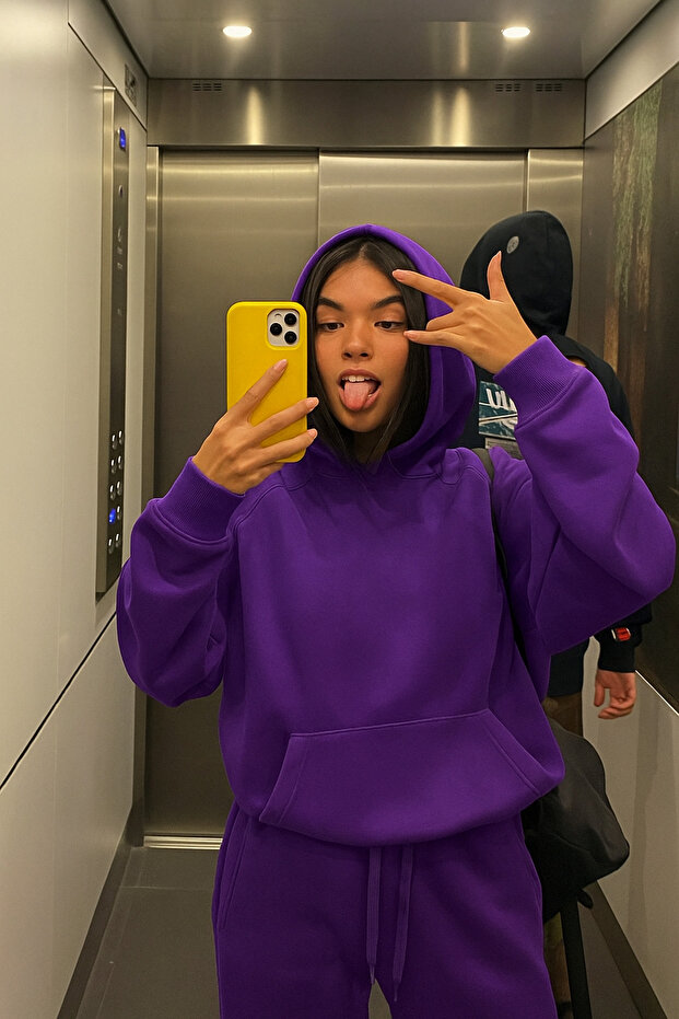 KAPÜŞONLU OVERSİZE SWEAT - 1