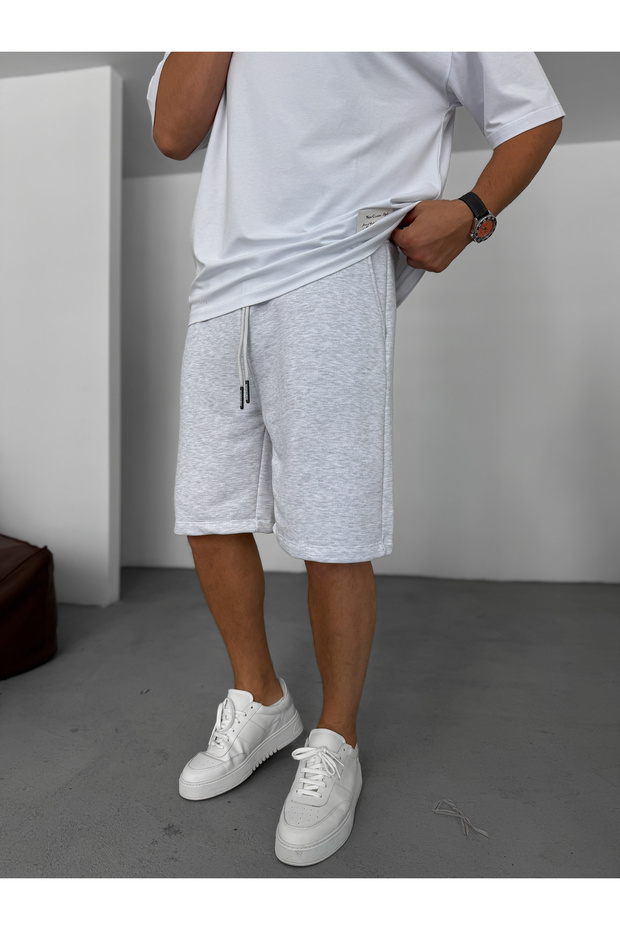 Light Gray 3 Thread Basic Shorts By-87 - 2