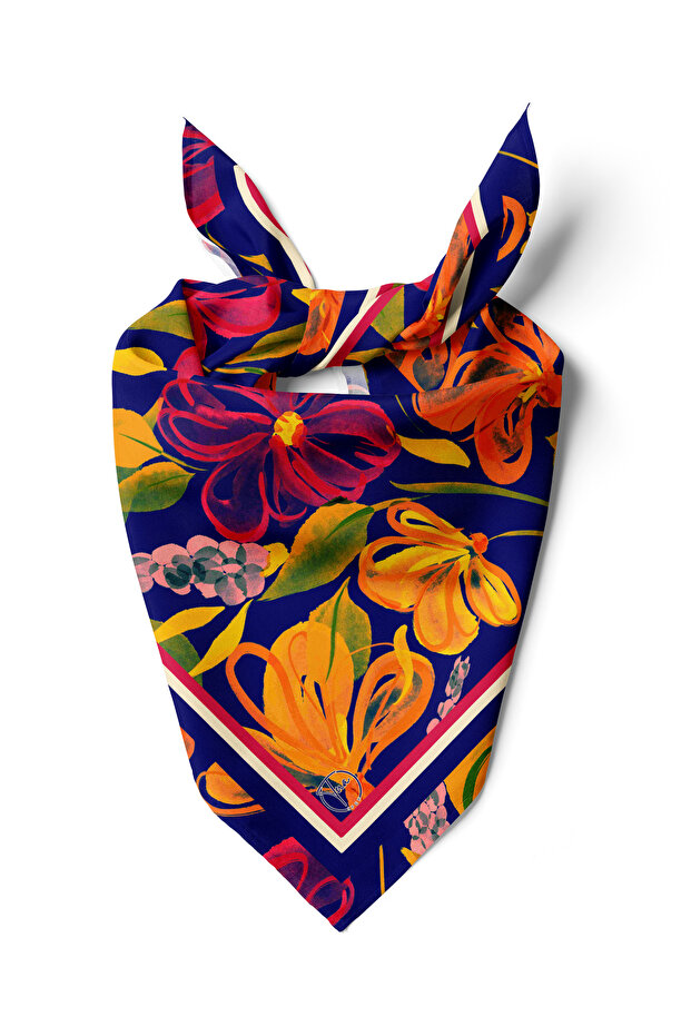 Coral Flower Pattern 55X55Cm Bandana/Scarf