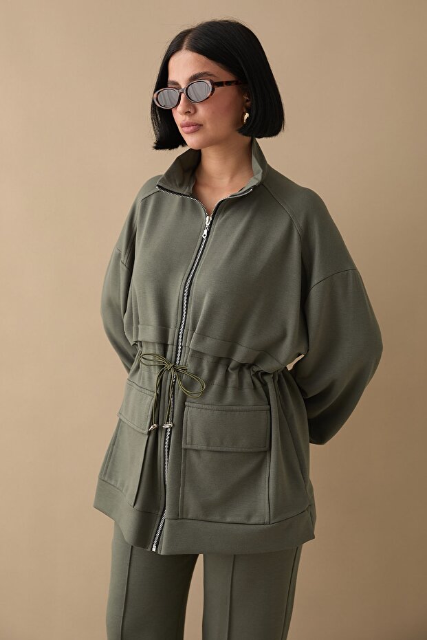 Çift Cep Biyeli Haki Takım - 2