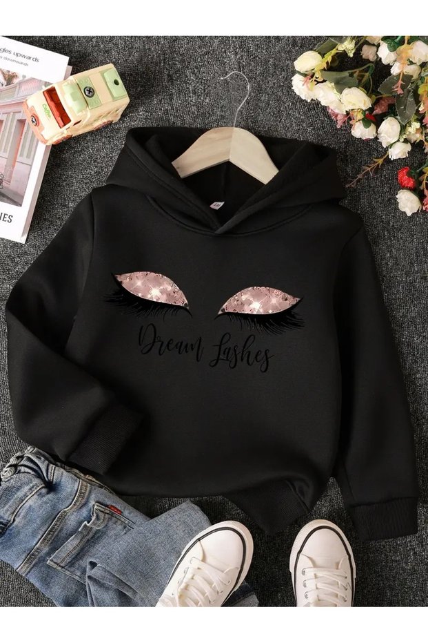 Winter Hooded Sweatshirt, Children's Dream Lashes Printed