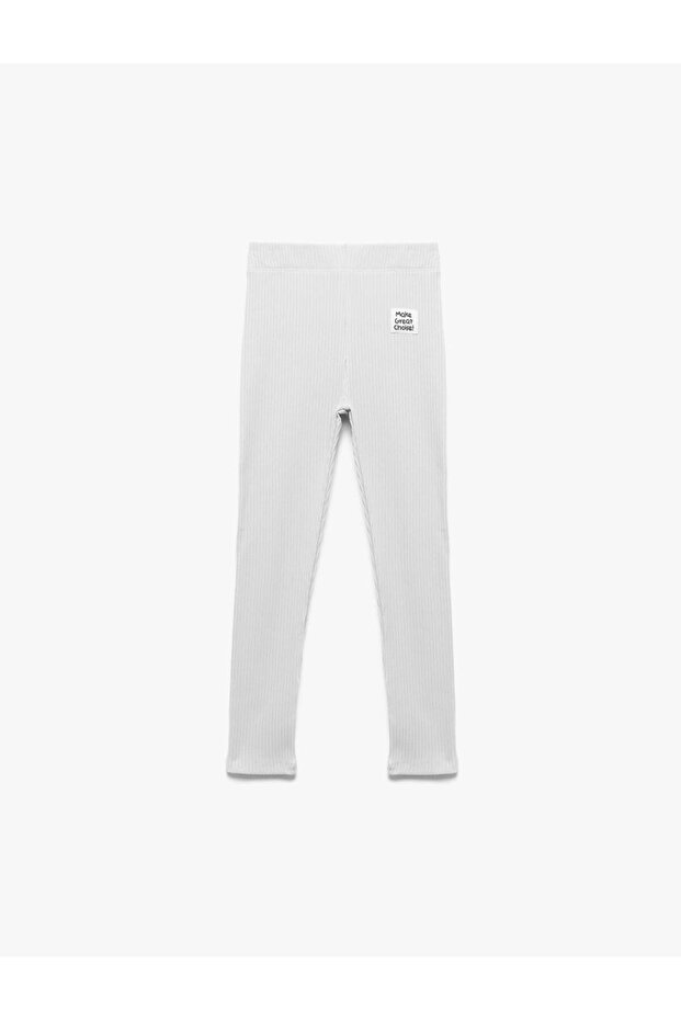 Cotton Camisole Rib Detailed Gray Girl's Leggings 6Wkg40064Ak