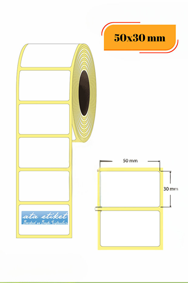 50X30 Thermal Label Plain Unprinted White Label 1500Pcs X 5 Rolls