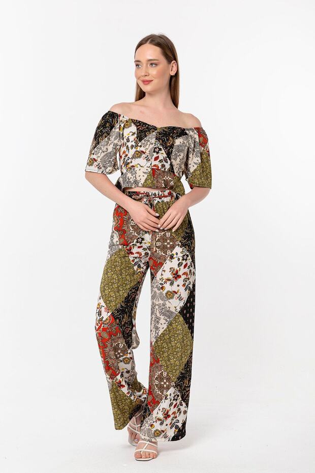 Khaki Patterned Trousers - 2